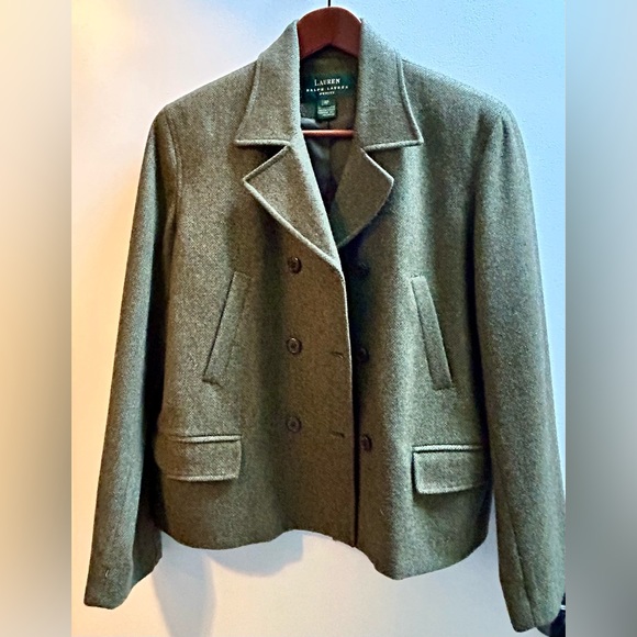 NWOT RALPH LAUREN Lamb’s Wool Bomber Jacket Cropped Double Breasted - Picture 5 of 13